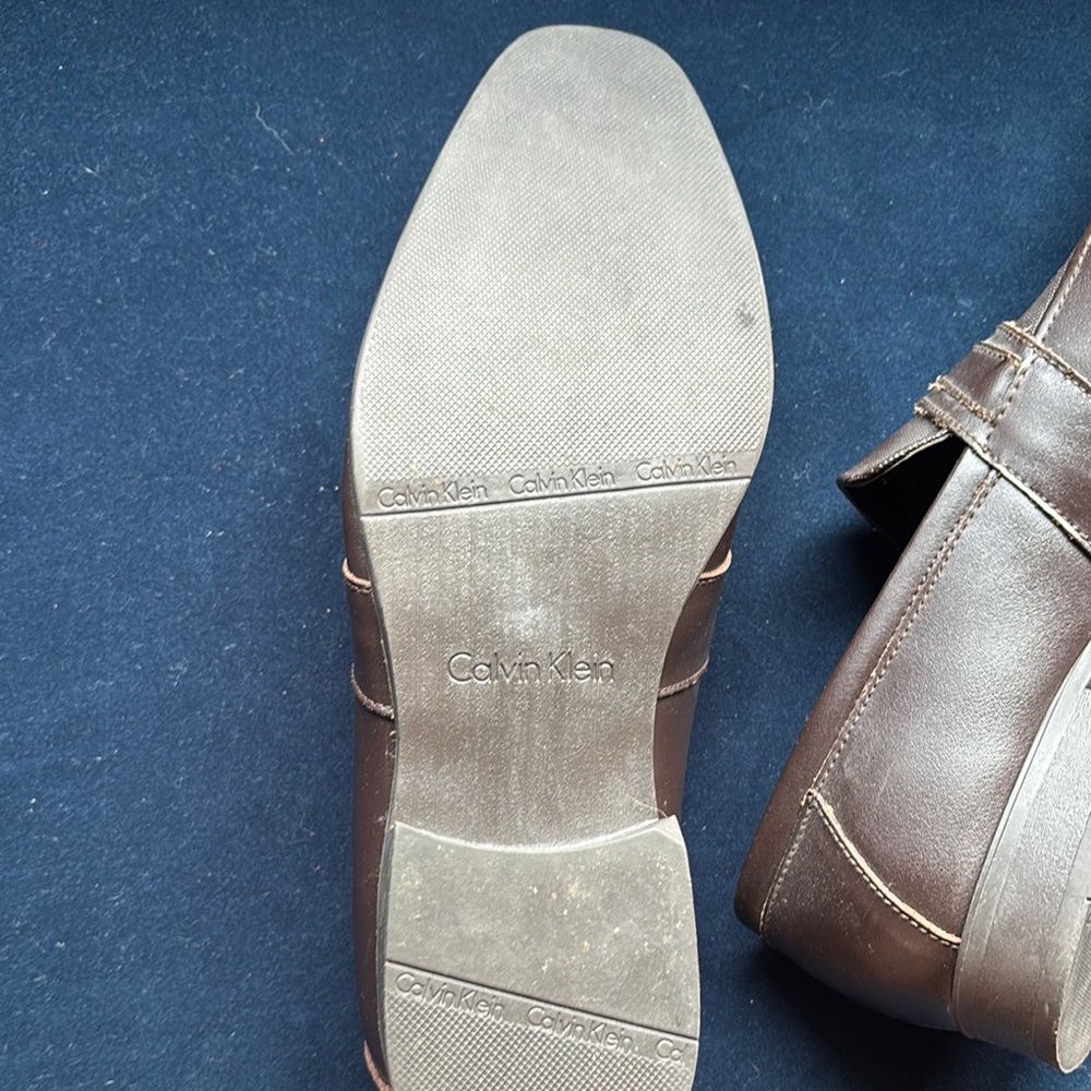 Calvin Klein Brown Leather Slip-On Loafers Men's Size 11 - Picture 9 of 11